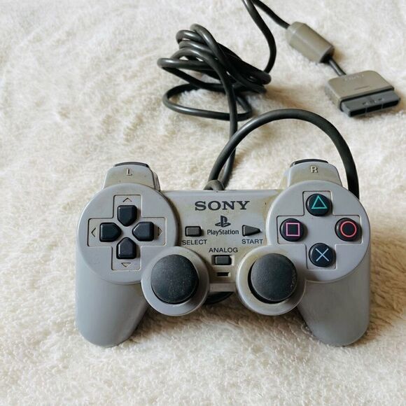 Sony PlayStation 1 PS1 Dual Shock Analog Gray Controller (SCPH-1200) - Picture 2 of 6